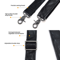 Bandoulière en cuir de vachette véritable noir unisexe réglable sangle de sac à bandoulière de luxe solide et durable