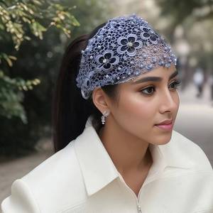 Hot-selling new plain polyester <b>wedding</b> <b>hat</b>, suitable <b>for</b> Muslim women as an ethnic headscarf <b>hat</b> - Product Image 2
