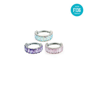 <span class=keywords><strong>Anello</strong></span> <span class=keywords><strong>Piercing</strong></span> Classico di Lusso Leggero in Titanio F136 CZ Scintillante Arcobaleno, a Cerchio per Elica e Cartilagine, per Fidanzamento e Matrimonio - Product Image 4