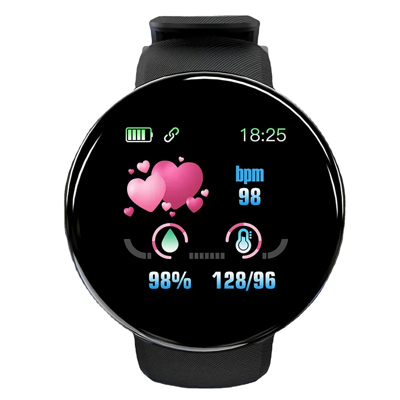 D18 Smart Watch For Ladies Blue tooth Fitness Tracker Digital Watches Men Smartwatch Blood Pressure IOS Android Smart Bracelet