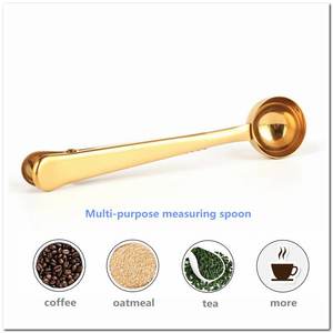 Cuchara medidora de café multifunción dorada de acero inoxidable, gran café perfecto, té, proteína, bebida instantánea, bolsa, Clip, cuchara de café - Product Image 4