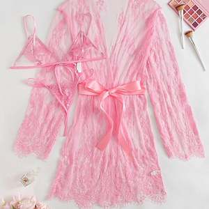 Sfy2559 Fournisseur chinois en gros de lingerie sexy grande taille, ensemble de demi-slip en dentelle, lingerie érotique sur mesure en grande taille, 3 pièces - Product Image 4