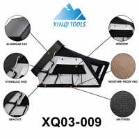 Carpa de Techo Rígida con Capa de Camuflaje XQ, para 3-4 Personas, 4 Estaciones, de Aluminio, Impermeable, Apertura Automática Rápida, Luz LED, 5 cm