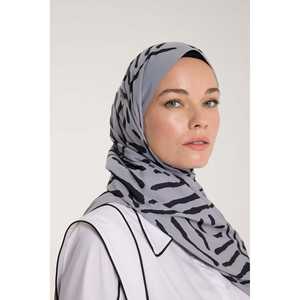 Customizable Pure Tone Winter <b>Scarf</b> with V-Shape Silver and <b>Black</b> Cable Stripe & Animal Argyle Pattern Long Length - Product Image 1