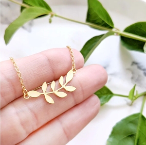 Jietao Aço Inoxidável Natureza Jóias Pequena Folha De Oliveira ramo charme Colar De Casamento Colar De Noiva Presente Da Dama De Noiva - Product Image 3