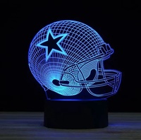 Lámpara nocturna acrílica con diseño de casco de equipo de baloncesto estilo cowboy