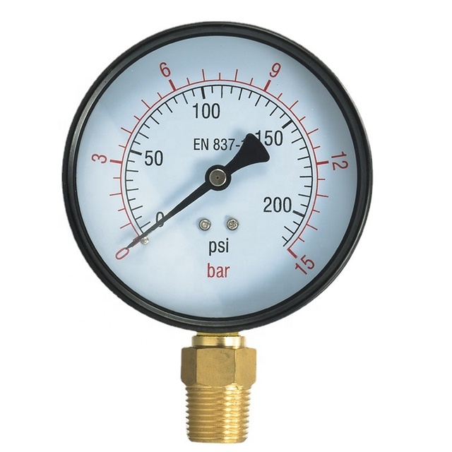 Double-An Y40 Lower Economy Dry Reliable Black Steel 40mm Brass Bourdon Tube Back Pressure Gauge Low-Capacity Capsule Bottom