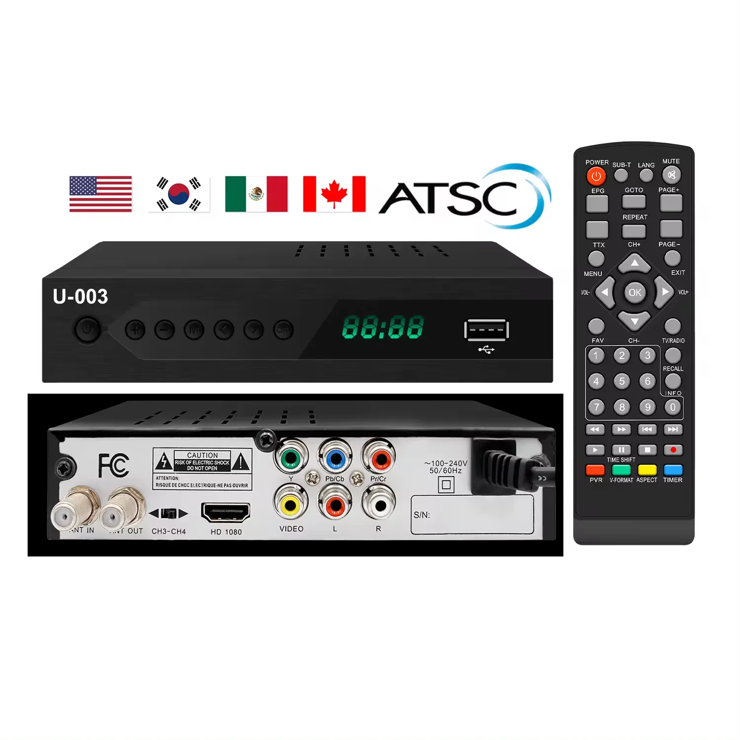 Shugu dvb t2 셋톱 박스 TDT 디코더 지원 무료 채널 MPEG4 H.264 WIFI EPG TV 수신기 콜롬비아 파나마