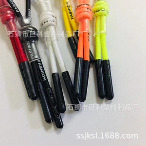 <b>Elastic</b> Rope With Letter Logo Pull Tab Colored Knotted Sleeve Metal End Clip Heat Shrink Tubing For Earphone Wire Electric Wire - Product Image 5