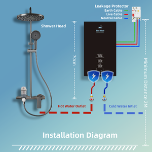 Calentador de Agua Eléctrico Instantáneo de Diseño Moderno para Baños, Multiposición, 8500W, para Hogar Inteligente - Product Image 4