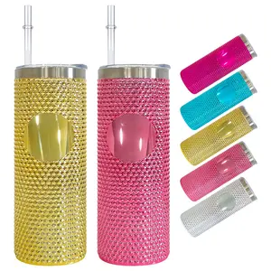 In stock Sparkly USA warehouse 23oz DIY logo durian studded stainless steel Travel tumblers for Iced Coffee