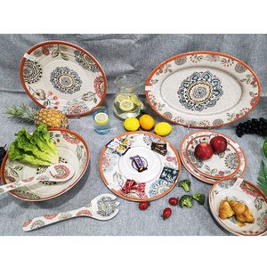 Plateaux de vaisselle en mélamine à fleurs à filetage incassable assiettes et plats en plastique <span class=keywords><strong>mélanine</strong></span> - Product Image 1