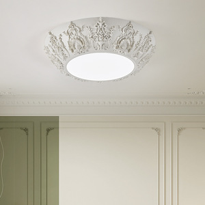 French-Style Round Art Ceiling <b>Light</b> Retro Relief for Bedroom <b>Dining</b> Room High-End 6000K CCT Study Lighting for Home Office - Product Image 2