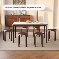 Tabouret de salon moderne minimaliste en bois massif, empilable, banc bas en bois pour usage domestique, chaise pliante pour cuisine et salle à manger
