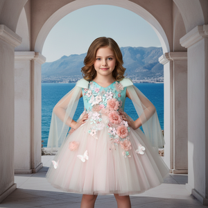 1 ° festa di compleanno per bambini da principessa fatti a mano fiori 3D con applicazioni matrimonio piccola <span class=keywords><strong>damigella</strong></span> d'onore per bambine - Product Image 3