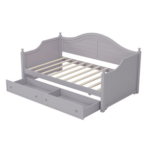 Custom Made Wooden <b>Sofa</b> <b>Bed</b> With <b>Storage</b> Drawers For Bedroom And Living Room Dark Gray Square Framework Structure - Product Image 1