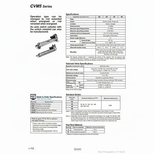 Pièces pneumatiques de cylindre montées par soupape de CVM5L20-30B-15DZ pneumatique SMC - Product Image 1