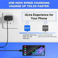 45W pour Samsung Type C Adaptateur secteur Charge rapide PD 3.0 Compatible Original EU UK US Plug Chargeur pour appareils Android