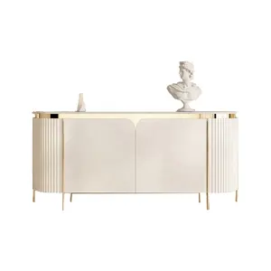 Gabinete de buffet de consola de 4 puertas, muebles de sala de estar, tablero lateral blanco y negro moderno para el hogar, villa, comedor, gabinete de almacenamiento