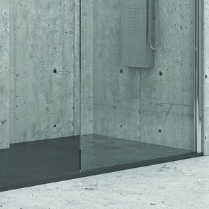 Kamalu moderno 180x90 effetto pietra ardesia nera piatto doccia quadrato acrilico con resina per bagno o Hotel - Product Image 5