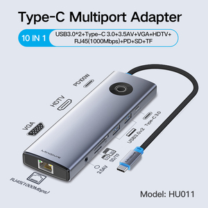 Mindpure - Estación de Conexión USB C 10 en 1 con HDMI, VGA, USB 3.0, Gigabit RJ45 Ethernet, Adaptador Multipuerto PD para Dell <span class=keywords><strong>XPS</strong></span> ThinkPad - Product Image 1
