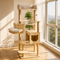 Arbre à chat en bois écologique avec griffoir et nid intégrés, plateforme de saut capsule spatiale pour petit appartement