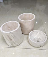 Pot de fleurs en bois massif rustique fabriqué en usine 18x8 cm, jardinière en bois de couleur naturelle pour la décoration intérieure et le jardinage