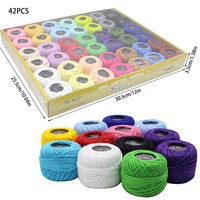 42-Roll 100% katun benang rajut bola Set pola celup jahit silang & bordir benang Kit untuk membuat kerajinan