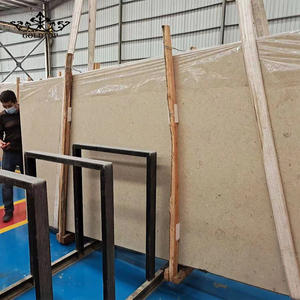 Table basse moderne en marbre travertin OEM/ODM, beige crème du Portugal, surface polie en pierre calcaire, table d'appoint pour projet de villa - Product Image 1