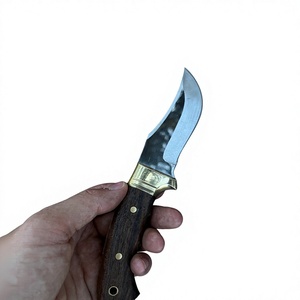 Couteau de chasse et de camping Jexa, lame fixe en acier inoxydable, partie dentelée, manche en bois de noyer, étui en cuir - Product Image 6