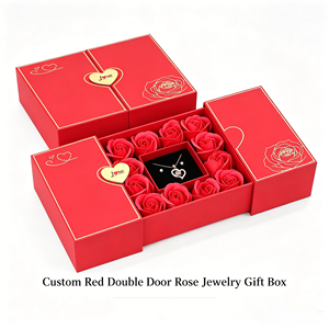 Lussuosa Scatola Regalo per Gioielli Personalizzata Rossa a Doppia Porta con Chiusura Magnetica a Cuore per San Valentino Mercato USA - Product Image 1