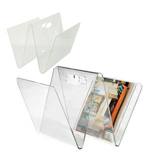Portariviste in cristallo acrilico a forma di W portariviste in acrilico con foro per maniglia Lucite <span class=keywords><strong>porta</strong></span> libri <span class=keywords><strong>porta</strong></span> giornale - Product Image 1