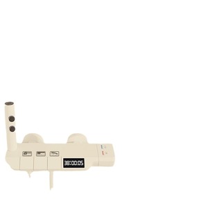 Juego de ducha simple color crema con cabezal rectangular de montaje en pared, pantalla digital, temperatura constante, efecto lluvia, portátil, para baño - Product Image 1
