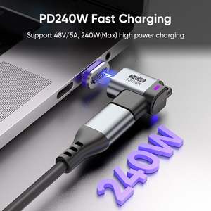 24PIN USB C Magnet adapter 240W, rechtwinkliger magnetischer USB C Adapter abnehmbar, PD Schnell ladung 40 Gbit/s 8K 60Hz, für Thunder 3/4 - Product Image 2