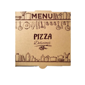 Caja de pizza Logotipo personalizado Caja de papel de grado alimenticio de dibujos animados elegante con logotipo Tienda de pizza Caja de embalaje de alimentos - Product Image 1
