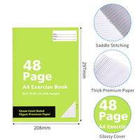 Cuaderno de Ejercicios A4 con Rayas de 12 mm, Papel Premium, Venta al por Mayor de Fábrica, Papelería para Estudiantes