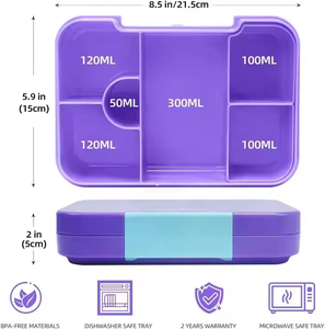 กล่องข้าวไมโครเวฟได้ ปลอดสาร BPA สำหรับเด็ก <span class=keywords><strong>6</strong></span> ช่อง แบบ OEM - Product Image 5