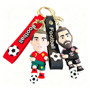 Llavero de PVC suave 3D de jugador de fútbol, figura de estrella de fútbol de dibujos animados, llavero de atleta deportivo, colgante para mochila - Product Image 5
