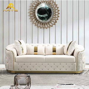 Set di Divani per Soggiorno, Vendita Calda, Alta Qualità, Lussuoso Divano Chesterfield Dorato, Moderno Divano Trapuntato con Bottoni - Product Image 1