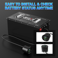 Batterie de chariot de golf au lithium 72V 73.6V 105Ah avec BMS 250A, plus de 6000 cycles, sortie maximale 18.4KW, chargeur 15A, écran LCD et application mobile (Stock US)