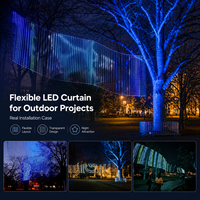 Écran LED flexible pour extérieur P20, résistant à l'eau IP68, transparent, façade média pour bâtiment, affichage en grille de pixels
