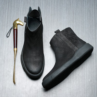 Stivaletti da Uomo in Vera Pelle Stile Retrò Britannico, Traspiranti, Antiscivolo, Slip-On, per Autunno e Inverno