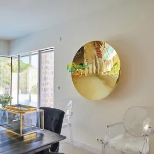 Moderne individuelle 40 Zoll 100 cm große hängende konkave Scheibe-Spiegel abstrakte Wandkunst Edelstahlkunst Gold-Metall-Wanddekor