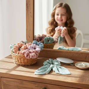 Vendita calda all'ingrosso elastici in velluto e titolari di coda di cavallo accessori per bambini di tendenza in pastello colorato - Product Image 3