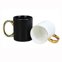 Tasse en porcelaine classique, avec manche en or, en céramique, noir/blanc, 1 pièce, meilleures ventes