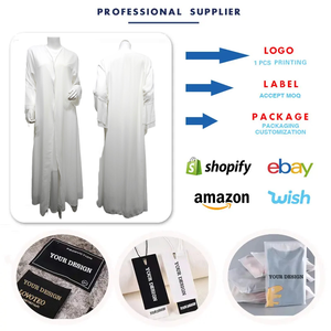 221 tradizionale abbigliamento musulmano Chiffon bianco pizzo aperto <span class=keywords><strong>Aya</strong></span> donna abito musulmano Cardigan abbigliamento islamico donna modesto <span class=keywords><strong>Aya</strong></span> - Product Image 2