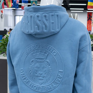 Sudadera con botones en relieve 3D OEM, unisex, de hombros caídos, personalizada, de tela gruesa, con capucha y relieve 3D. - Product Image 3