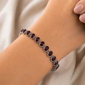 925 Sterling Silver Rhodium Plated <b>Garnet</b> <b>Bracelet</b> for Women - Product Image 1