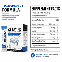 Créatine monohydrate en poudre testée en laboratoire, 5g par sachet, pure, sans arôme, complément alimentaire pour soutenir l'énergie musculaire des adultes, 18 sachets, marque privée