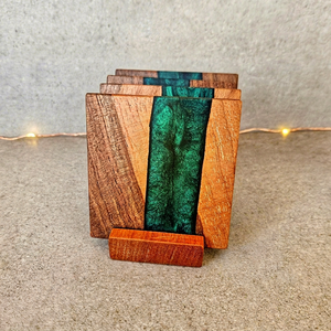 Sous-verres ronds en bois modernes, verts, réutilisables, diamètre 100 mm, épaisseur 10 mm, logo personnalisé, porte-tasses à thé par Falak World Export - Product Image 1